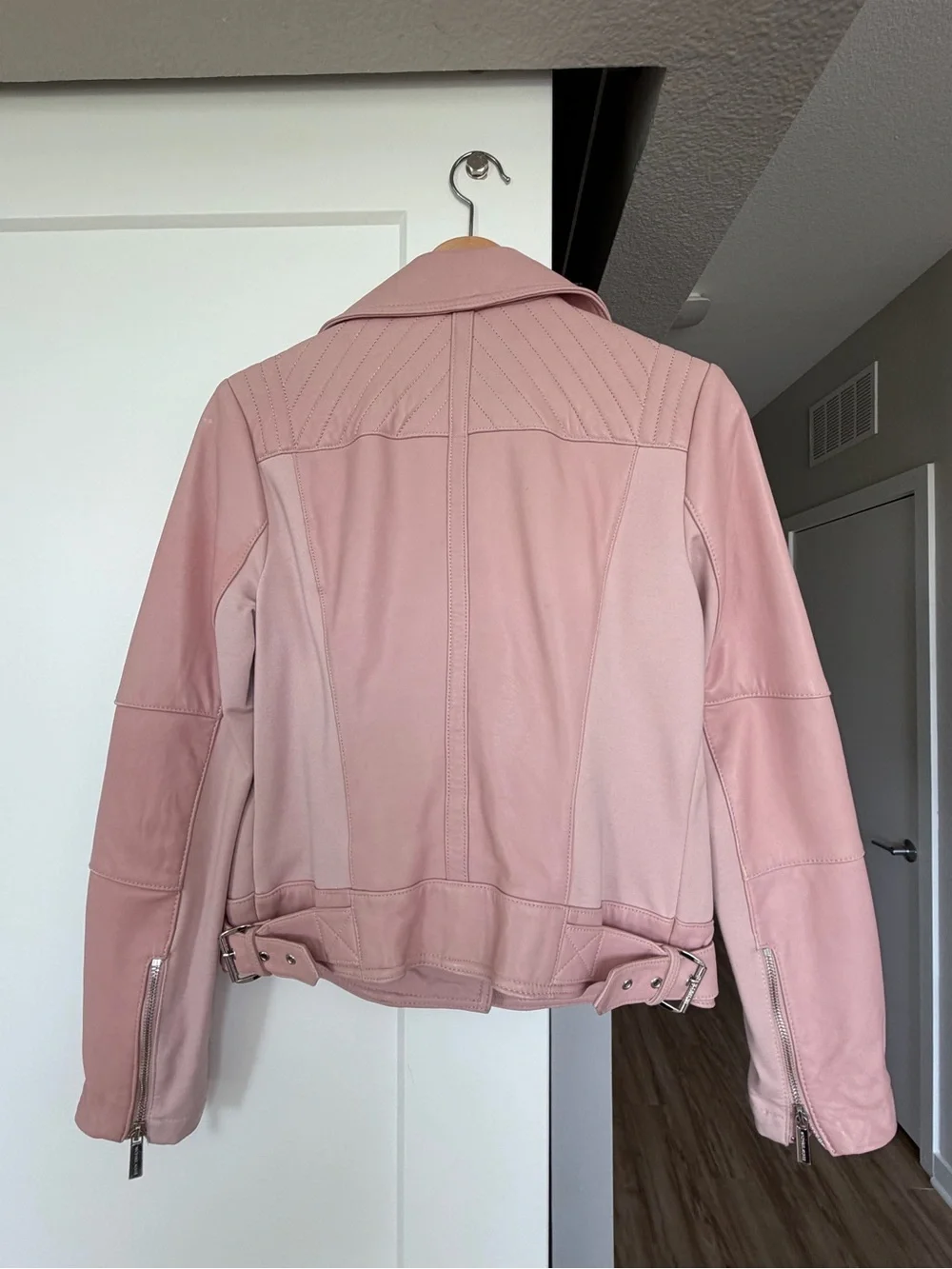 Michael Kors Blush Pink Leather Jacket